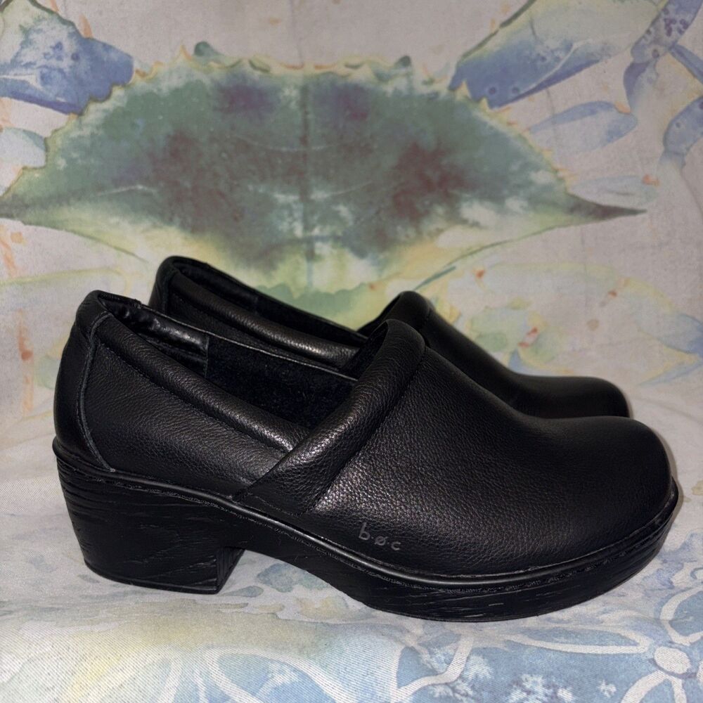 B.O.C Born Concept Nadiyya Black Leather Clog Womens 10 M EUC